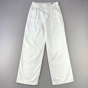 Gap Pleated Wide Leg Khaki Pants Womens 4 Off White High Rise Preppy Trousers
